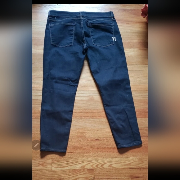 Rich & Skinny Vivid Skinny Leg Zip Hem Size 31 Dark Wash Jeans Rhinstone Logo - Picture 4 of 6